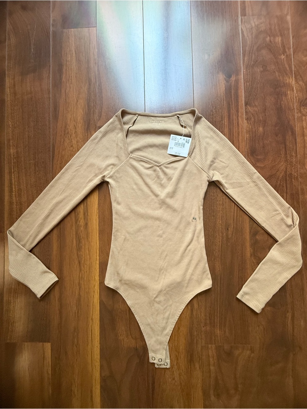 American Eagle Tan Square Neck Ribbed Bodysuit / Size XS / NWT!!
